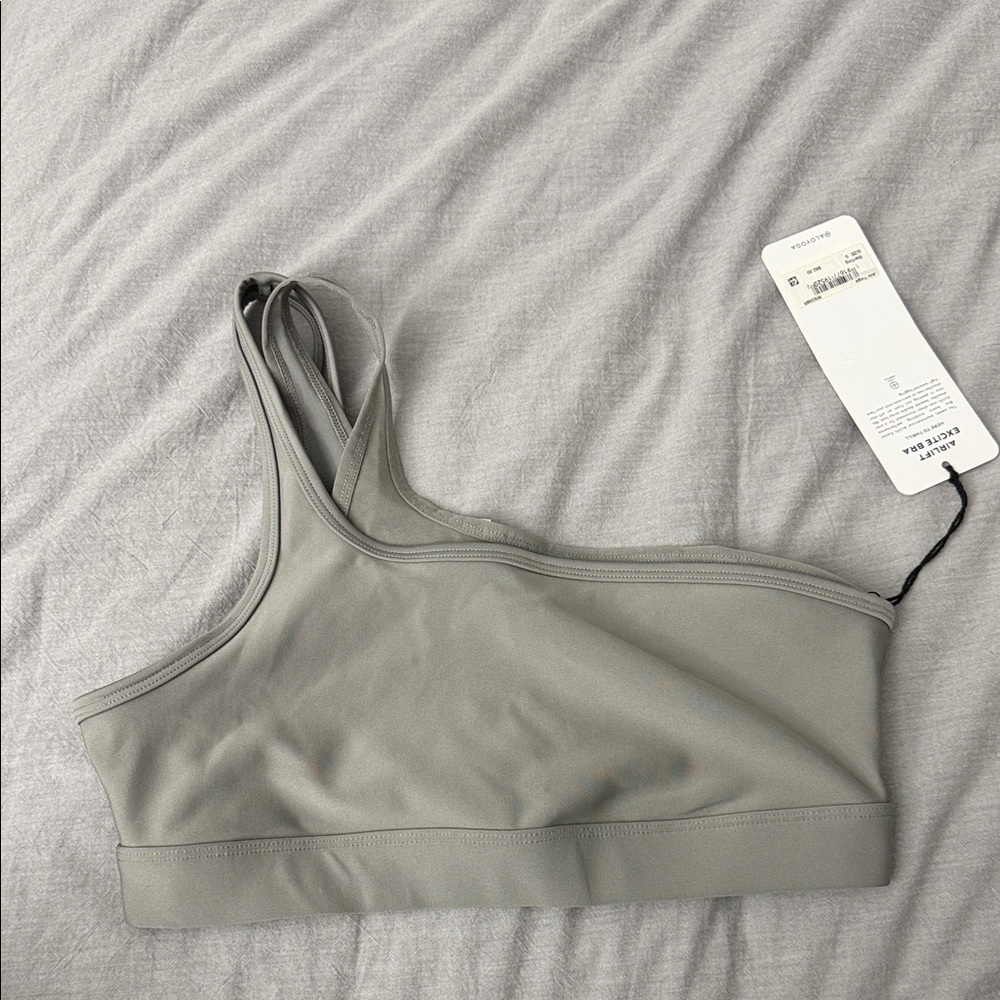 ALO Yoga Asymmetrical Sports Bra in Gray